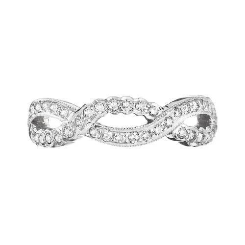 Women’s affordable halo engagement rings-Infinity White Diamond Band