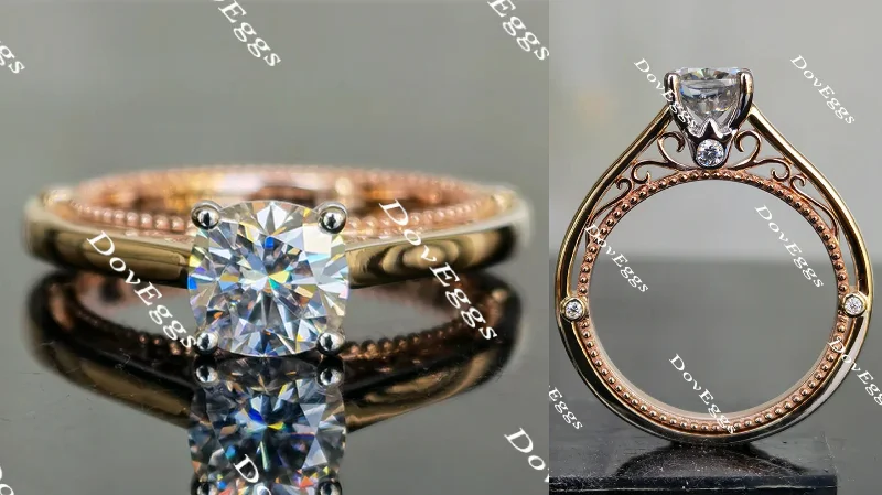 Women’s twisted band engagement rings-DovEggs vintage cushion moissanite engagement ring