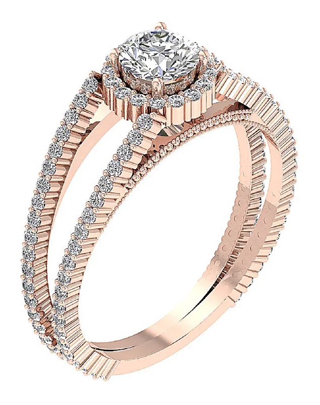 Women’s delicate engagement rings-The Mohamed 14k Rose Gold Diamond Halo Solitaire Engagement Ring