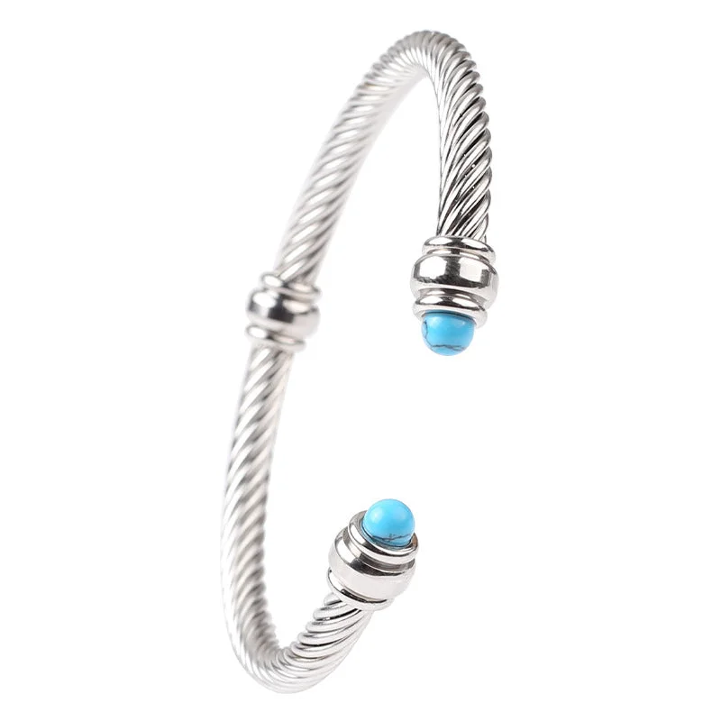 Silver (Blue Turquoise Beads)