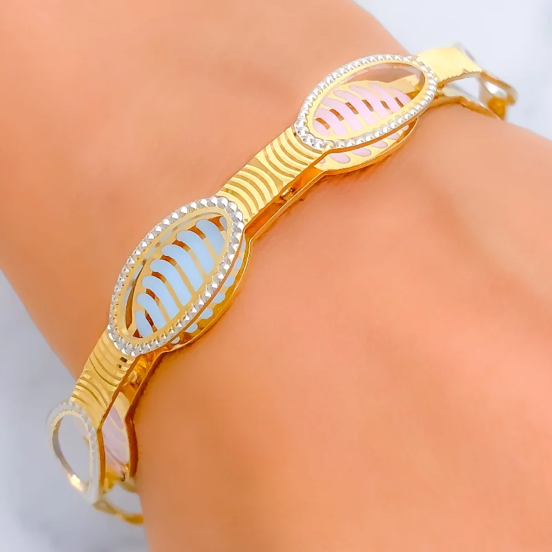 Women’s bangle with stones-Iconic Oval Accented 22k Gold Vivid Bangle