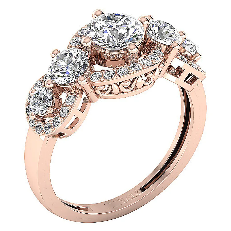 Women’s modern engagement rings-The Braylon Unique Designer Genuine Diamond 14k Gold Solitaire Engagement Ring