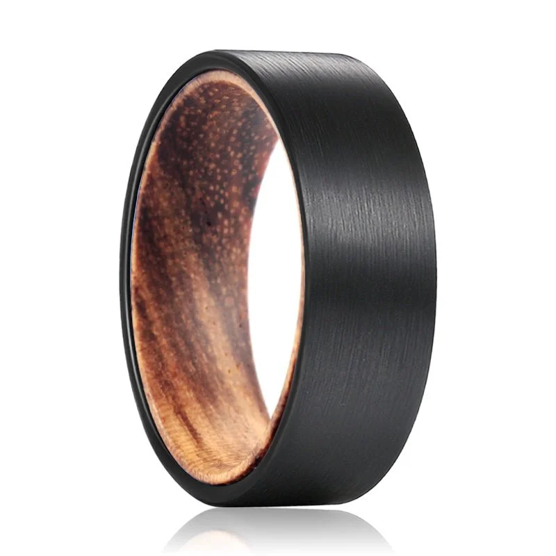 Women’s cushion cut engagement ring-BROWNPORT | Tungsten Ring Zebra Wood