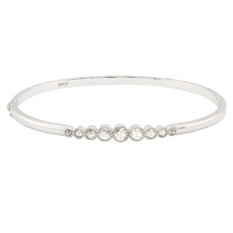 Women’s thick cuff bracelet-Grace White Diamond Bangle