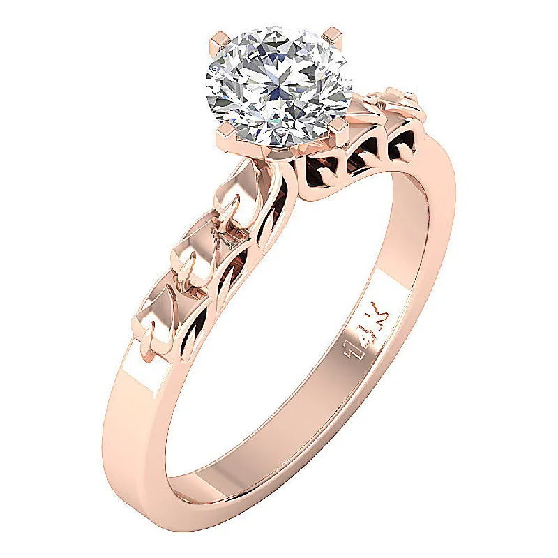 Women’s radiant-cut engagement rings-The Amias 14k Solid Gold 4 Prong Natural Solitaire Diamond Engagement Ring