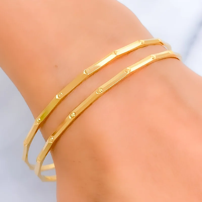 Women’s bangles set-Radiant Classic Dotted 22k Gold Bangle Pair