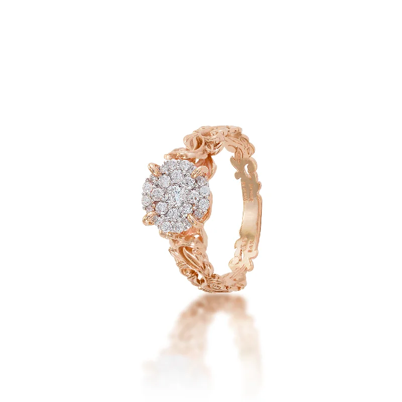 Women’s engagement rings with colored diamonds-Living Heirloom Engagement Ring in Rose Gold with Diamonds