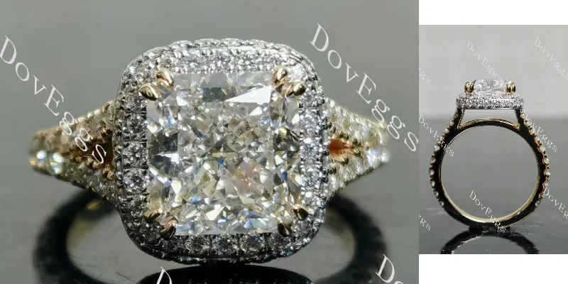 Women’s halo engagement rings-Doveggs radaint halo split shanks moissanite engagement ring