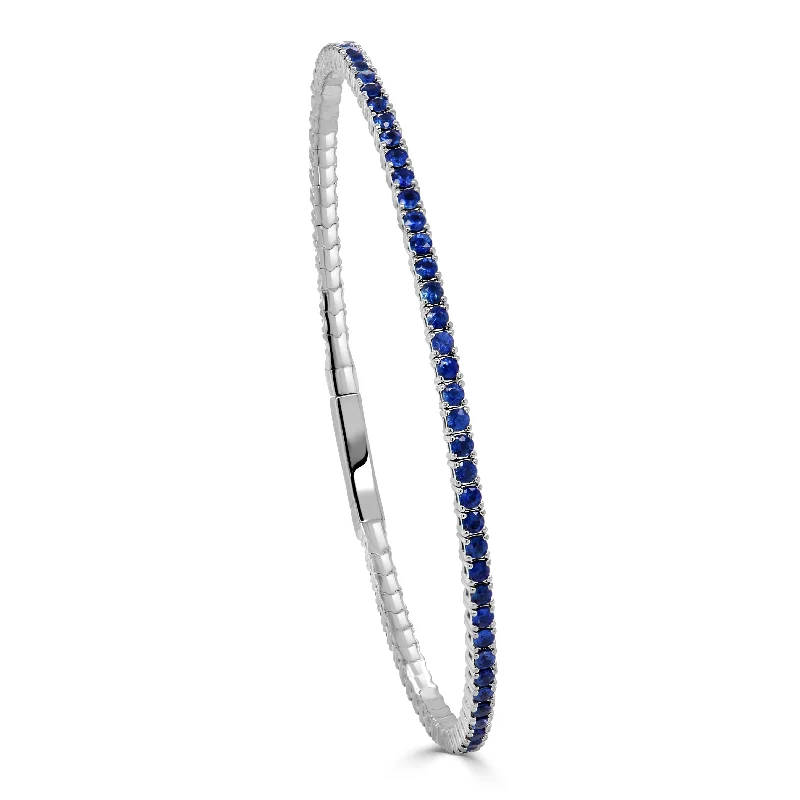 Women’s infinity bracelet-14K Gold & Blue Sapphire Flexible Eternity Bangle