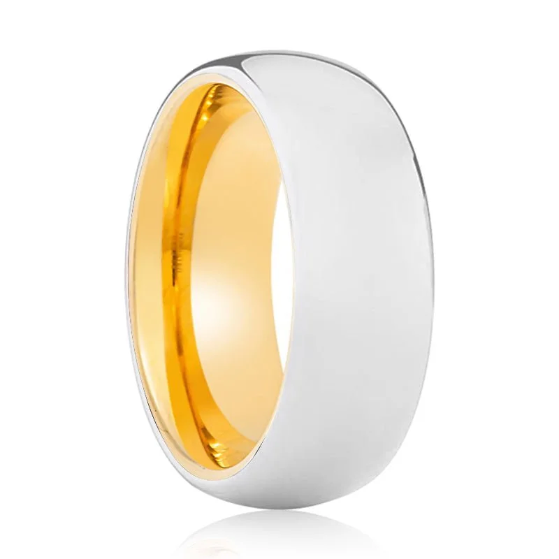 Women’s yellow gold wedding ring-PYTHON | Gold Ring, Silver Tungsten Ring, Shiny, Domed