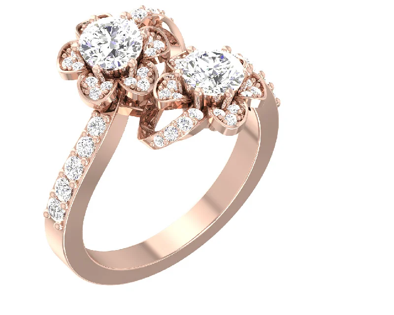 Women’s radiant-cut engagement rings-The Harvey Forever Us 2 Stone Flower Solitaire Natural Diamond Engagement Ring