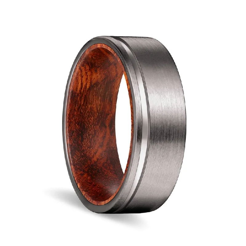 Women’s vintage engagement ring-BASHE | Snake Wood, Gunmetal Tungsten Offset Groove