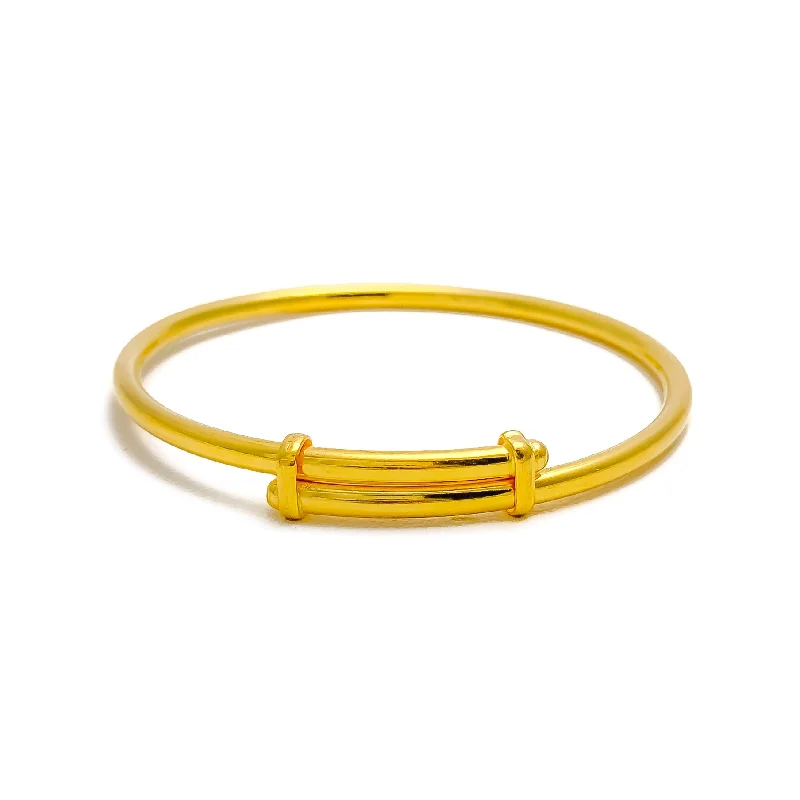 Women’s birthstone bracelet-Simple Luminous 22k Gold Baby Bangle