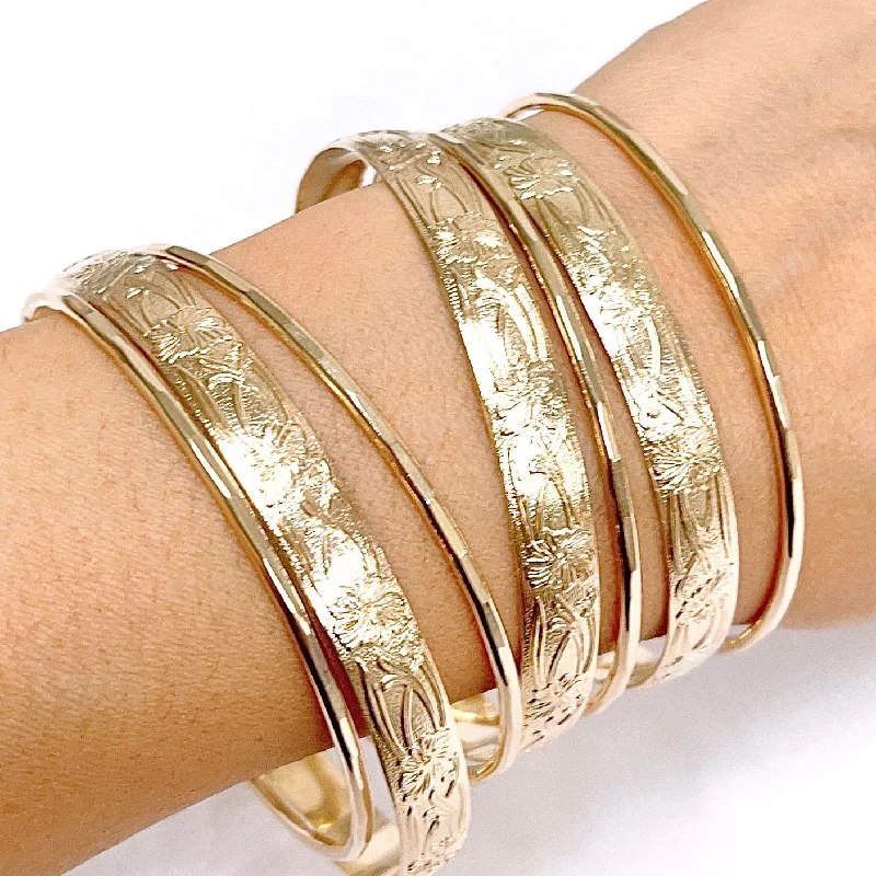 Women’s chunky gold bracelet-ATHENA bangles set - 8mm heirloom bangles (B550)