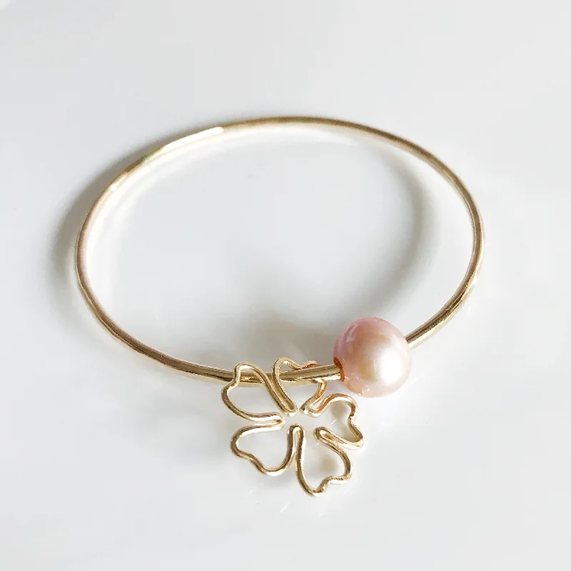 Women’s gemstone bangles-Cherry Blossom bangle- pink pearl (B354)