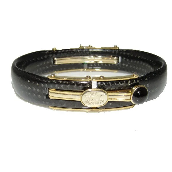 Women’s personalized bracelet-Men's Stainless Steel, Gold, Onyx Bangle