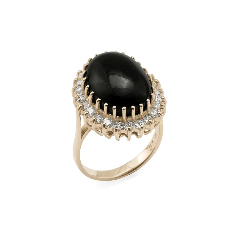 Women’s square engagement rings-Princess Ka‘iulani Black Coral Ring in Gold with Diamonds - 16mm