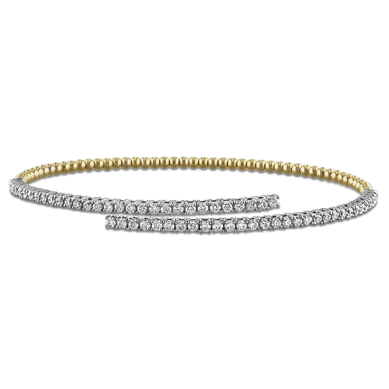 Women’s sterling silver bracelet-Miadora 1ct TW Diamond Bangle in 14k Two-Tone Yellow and White Gold