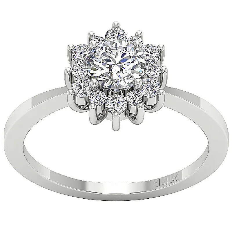 Women’s platinum solitaire engagement rings-The Dillon 14k White Gold Solitaire Diamond Halo Engagement Ring