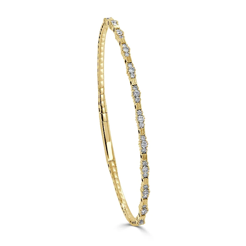 Women’s thick cuff bracelet-14k Gold & Diamond Flexible Bangle