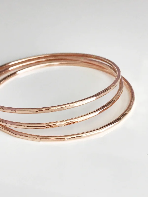 Women’s stackable bracelet-Carly bangles set- rose gold (B183)