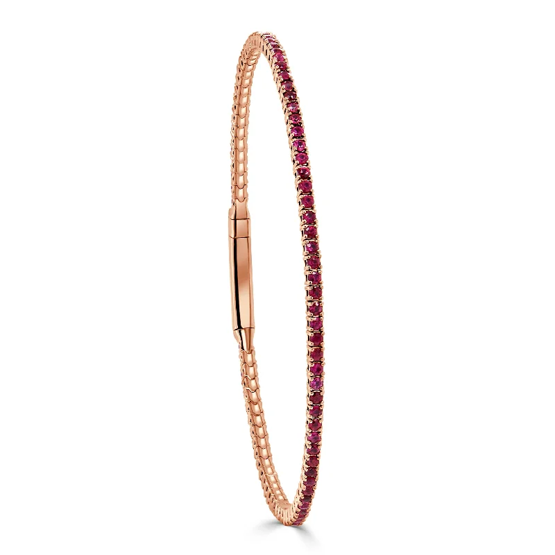 Women’s gold-plated bangle-14K Gold & Ruby Flexible Eternity Bangle