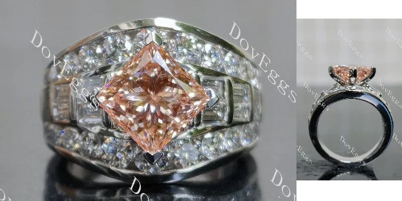 Women’s elegant engagement rings-Doveggs princess channel vintage colored gem engagement ring