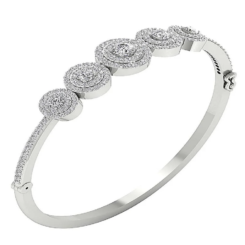 Women’s wedding bracelet-The Zoey Double Halo Real Diamond Bangle 14k/18k Solid Gold