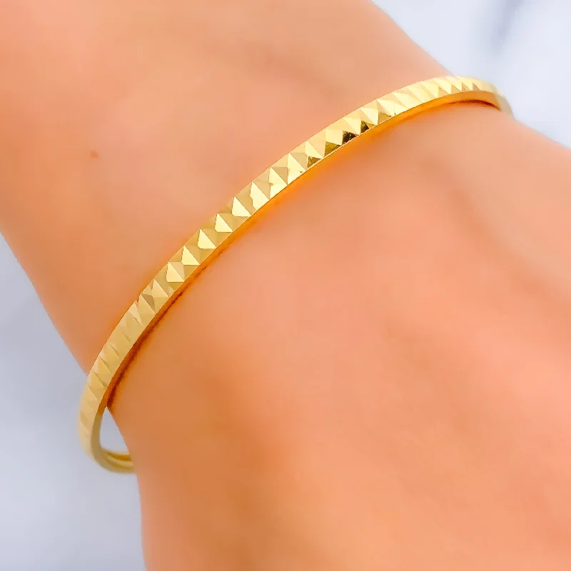 Women’s pearl bangle-Reflective Faceted 22k Gold Bangle