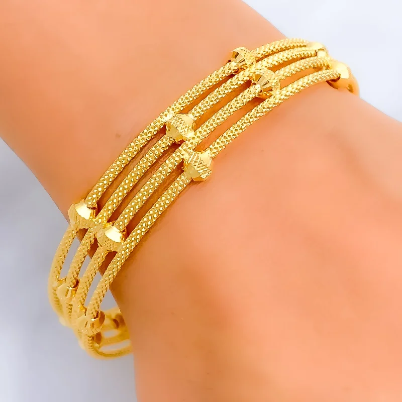 Women’s tennis bracelet-Charming Shimmering 22k Gold Bangle