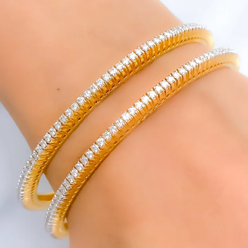 Women’s tennis bangle-Impressive Radiant Diamond + 18k Gold Bangles