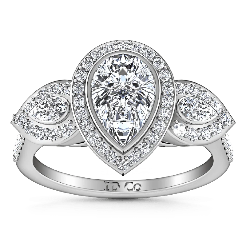 Women’s vintage-inspired engagement rings-Three Stone Engagement Ring Vanessa 14K White Gold