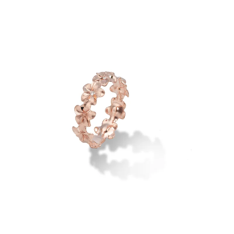 Women’s halo-set engagement rings-Plumeria Eternity Ring in Rose Gold with Diamonds - 6mm