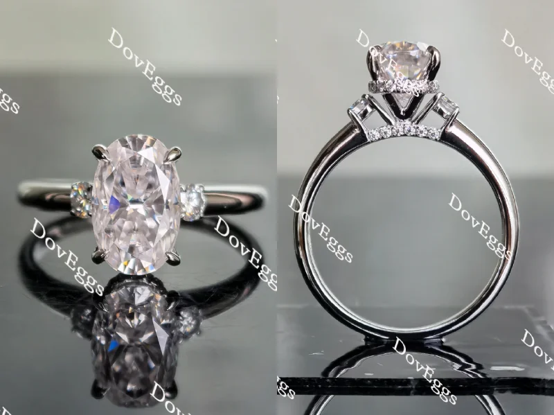 Women’s pear-shaped engagement rings-Doveggs three-stone moissanite engagement ring for women