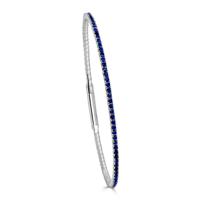 Women’s layered bracelet-14K Gold & Blue Sapphire Flexible Eternity Bangle