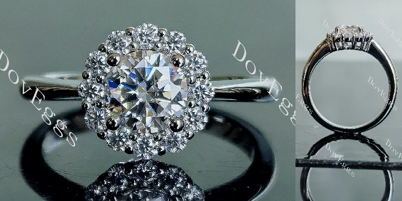 Women’s custom engagement rings-Doveggs round halo moissanite engagement ring