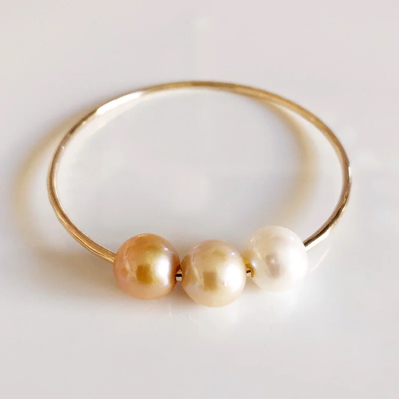 Women’s sterling silver bracelet-Bangle PAIGE - gold edison pearls (B255)