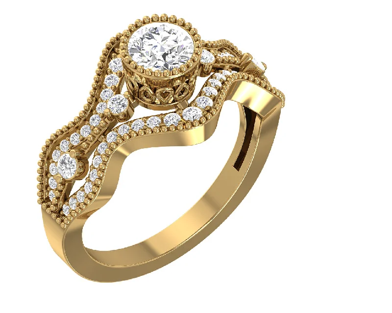 Women’s fine diamond engagement rings-The Leland 14k Solid Yellow Gold Genuine Diamond Solitaire Engagement Ring