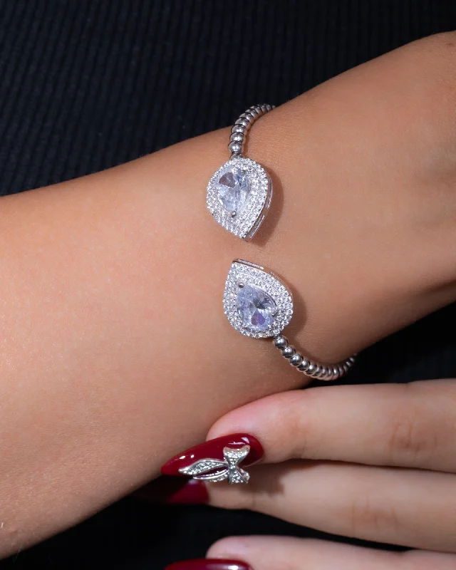 Women’s boho bracelet-Zircon Oval & Balls Bangle