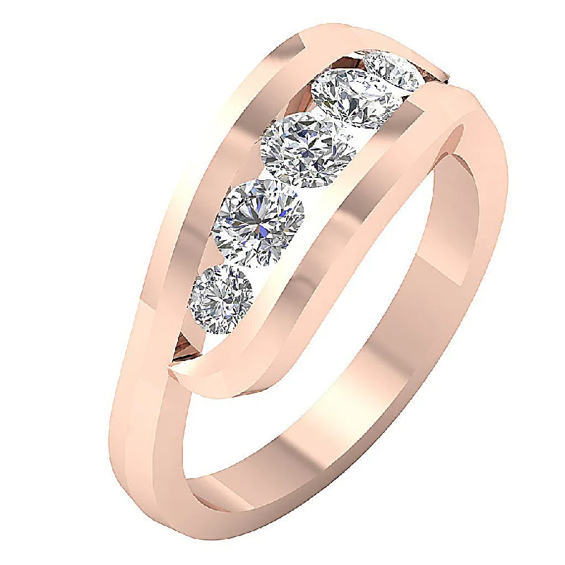 Women’s emerald engagement rings-The Kasen Journey Round Diamond Engagement Ring 14K Rose Gold