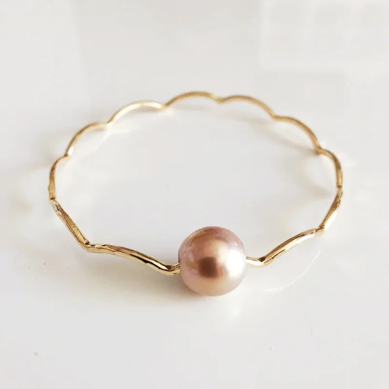 Women’s bangle with stones-Bangle TOMI - pink pearl (B391)