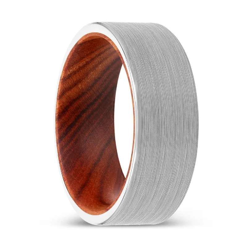 Women’s diamond eternity band-DIESEL | IRON Wood, White Tungsten Ring, Brushed, Flat