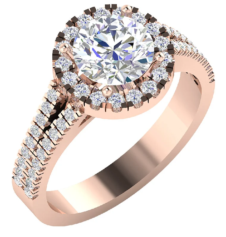 Women’s pear-shaped engagement rings-The Jaxton Classic Halo Split Shank Round Diamond Solitaire Engagement Gold Ring