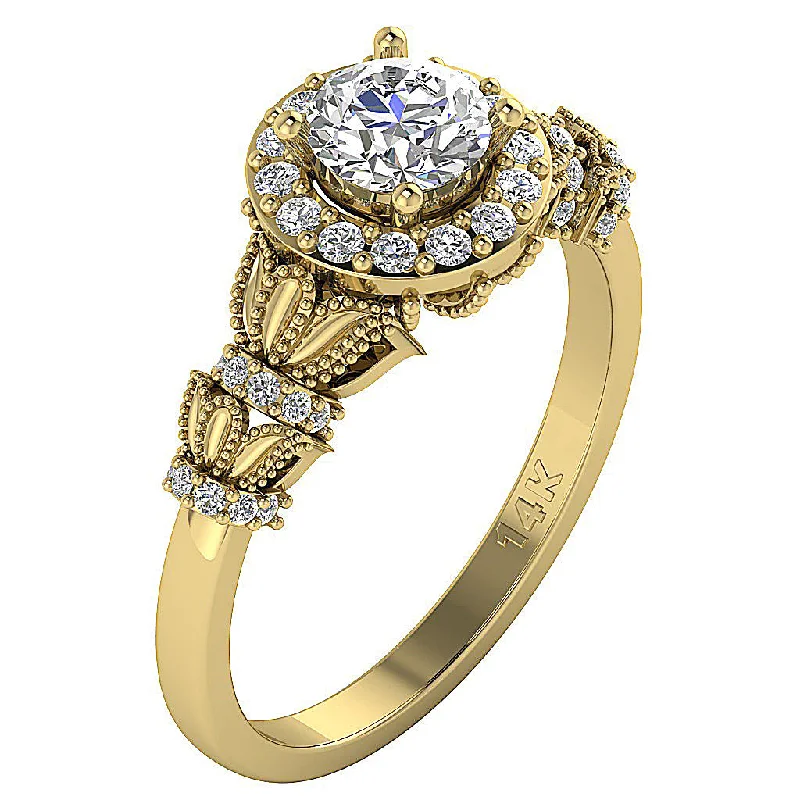 Women’s engagement rings with colored diamonds-The Arjun Designer Halo Solitaire Diamond Engagement Ring 14k Solid Gold