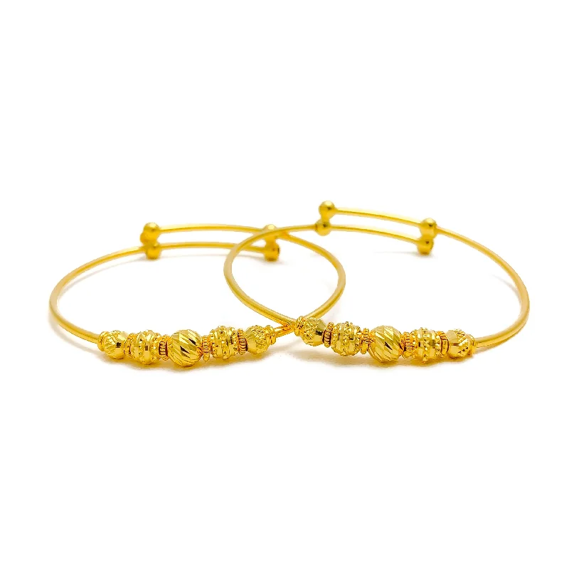 Women’s luxurious bracelet-Classic Radiant 22k Gold Adjustable Baby Bangle Pair