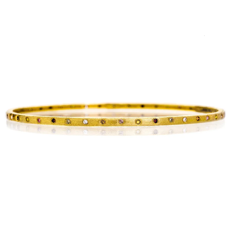 Women’s gold cuff bracelet-Dunes Multi-Color Diamond Bangle