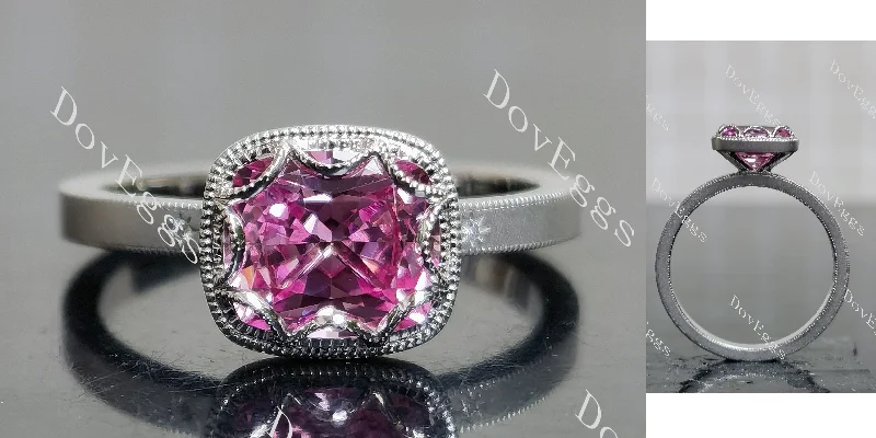 Women’s engagement rings for brides-Doveggs cushion bezel colored gem engagement ring(engagement ring only)