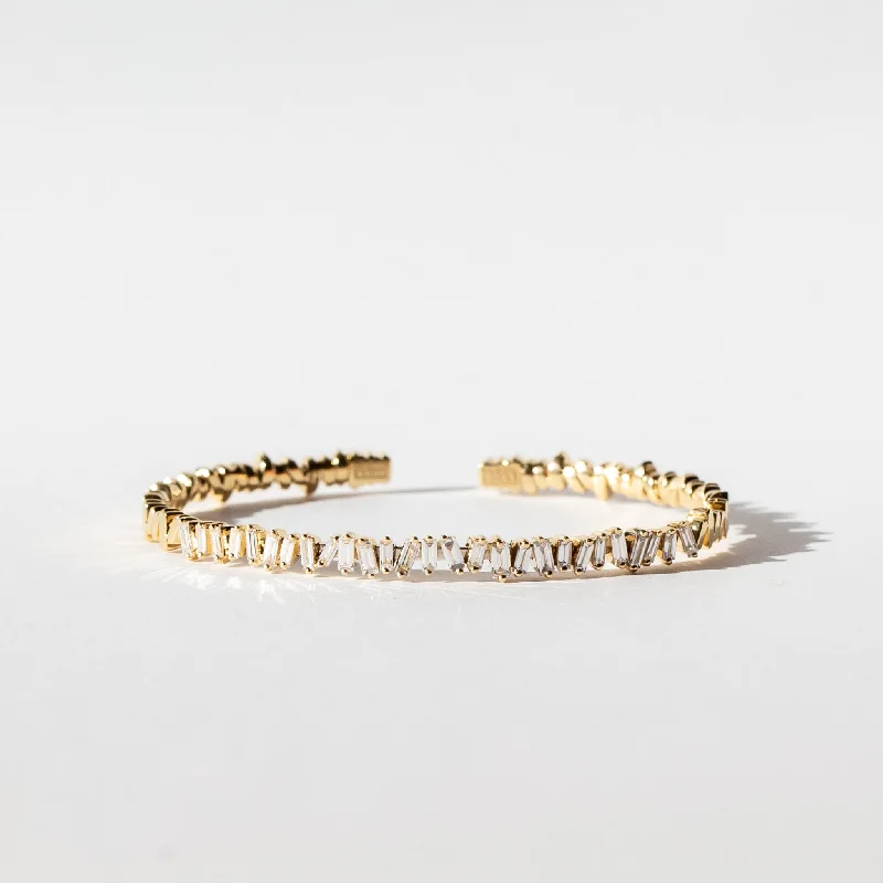 Women’s casual bracelet-Suzanne Kalan | 18k Classic Fireworks Diamond Bangle