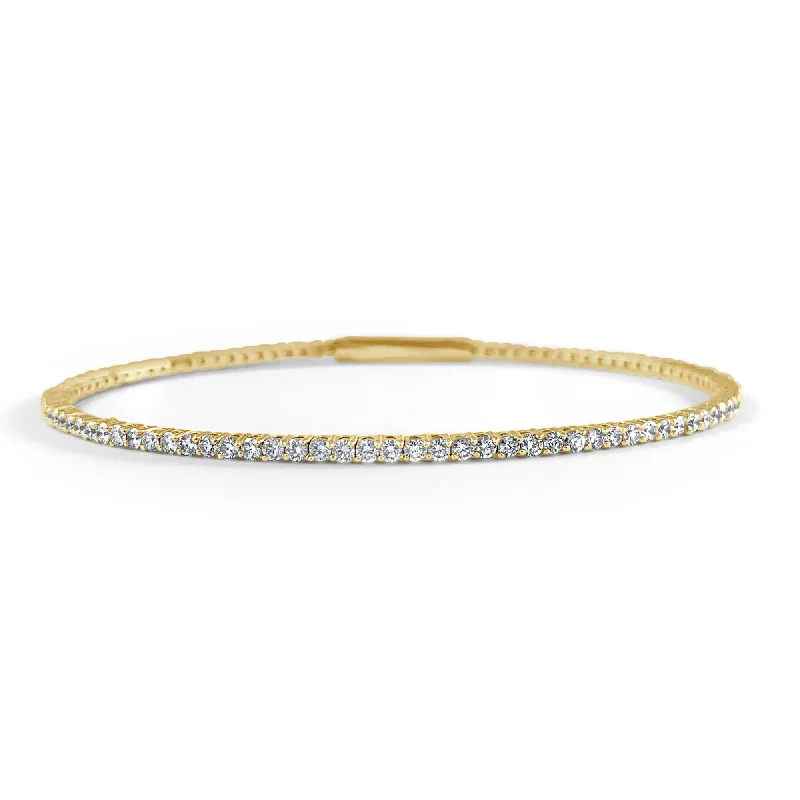 Women’s silver cuff bangles-14k Gold & Diamond Flexible Bangle