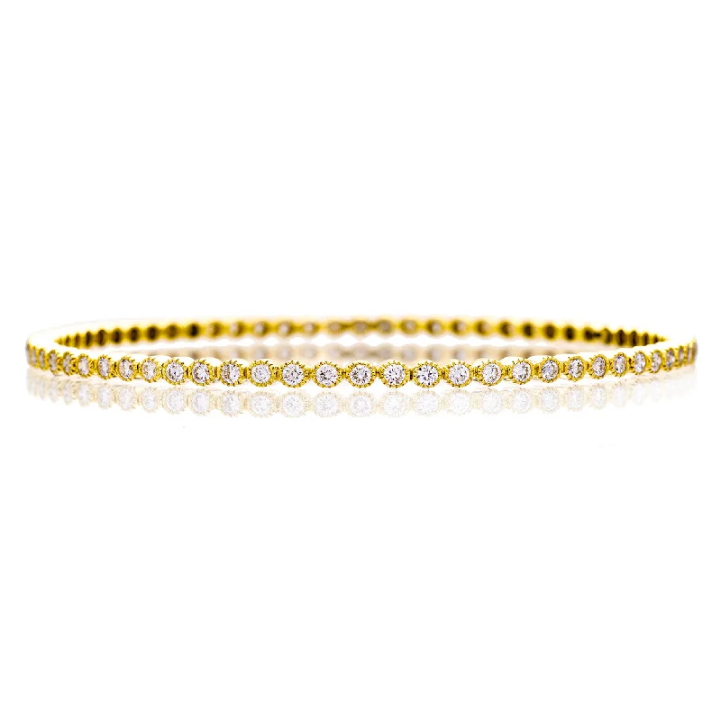 Women’s birthstone bangle-Bezel White Diamond Bangle